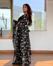 Load image into Gallery viewer, Party Wear Black Color Net Sequence Embroidered Saree
