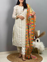 Load image into Gallery viewer, Cotton Silk Embroidered Readymade Kurti Pant Dupatta Set For Girls
