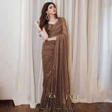 Load image into Gallery viewer, Rust Color Georgette Sequence Work Designer Saree
