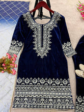 Load image into Gallery viewer, Punjabi Viscose Velvet Full Stitched Embroidered Work Designer Salwar Suit
