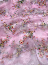 Load image into Gallery viewer, Wedding Wear Pure Organza Silk Digital Print Hand Work Saree Blouse For Women
