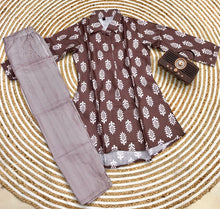 Load image into Gallery viewer, Brown Cotton Printed Ready to Wear Cord Set For Any Girls Wear
