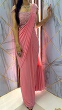 Load image into Gallery viewer, Ready to Wear 1 Min Ruffle Work Designer Saree with Stitched Blouse
