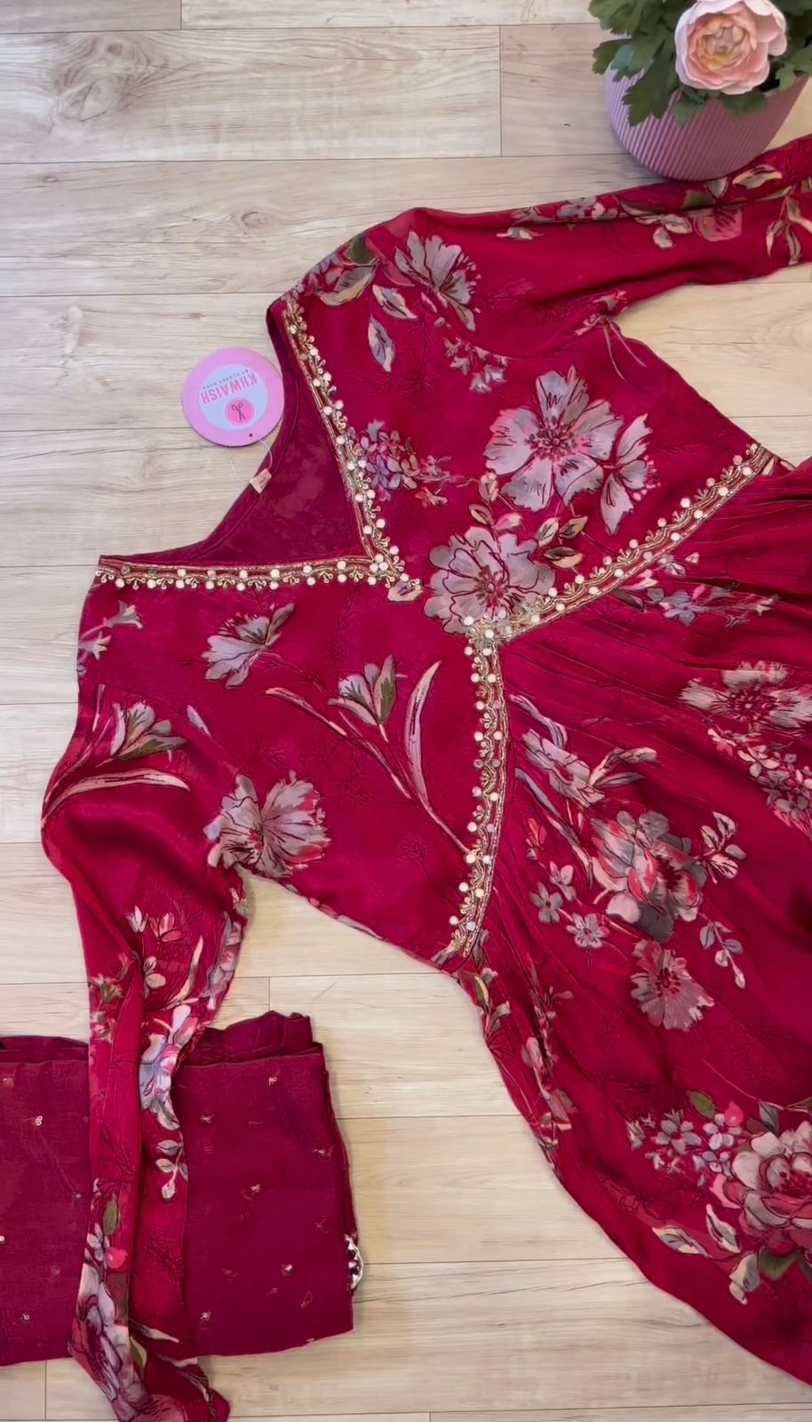 Ready to Wear Silk Printed Handwork Aliya Cut Salwar Suit