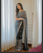 Load image into Gallery viewer, Black Color Georgette Embroidered Party Wear Saree
