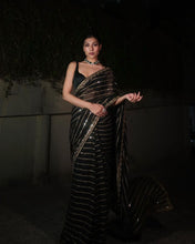 Load image into Gallery viewer, Designer Black Georgette Sequence Work Saree Blouse
