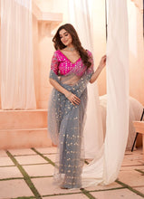 Load image into Gallery viewer, Soft Net Grey Sequence Work Saree For Party Wear
