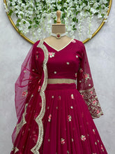 Load image into Gallery viewer, Wedding Wear Embroidered Georgette Semi Stitch Lehenga Choli
