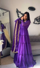 Load image into Gallery viewer, Wedding Wear Georgette Purple Ready to Wear Gown
