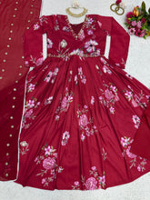 Load image into Gallery viewer, Ready to Wear Silk Printed Handwork Aliya Cut Salwar Suit
