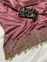 Load image into Gallery viewer, Party Wear Smooth Satin Silk Handwork Designer Saree
