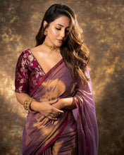 Load image into Gallery viewer, Wedding Wear Plain Silk Designer Saree with Jacquard Blouse
